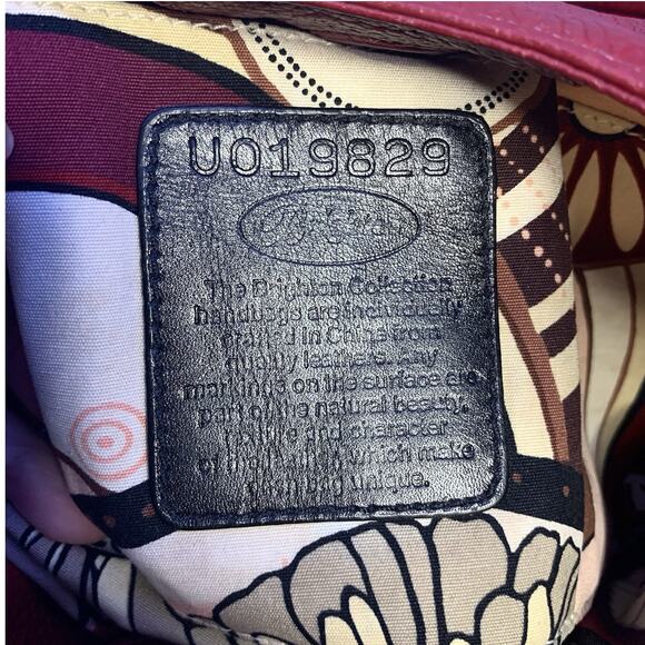 Brighton Red Pebbled Leather Melania Shoulder Handbag, Hobo, Large Satchel - Picture 10 of 14